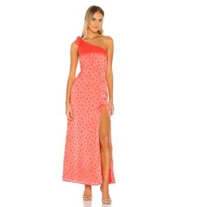 Privacy Please Blake One Shoulder Maxi Dress Hot Coral Size M